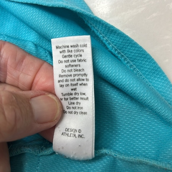 Athleta Womens Sleeveless Workout Top Stretch Drawstring, Aqua, back Pocket - Picture 12 of 12